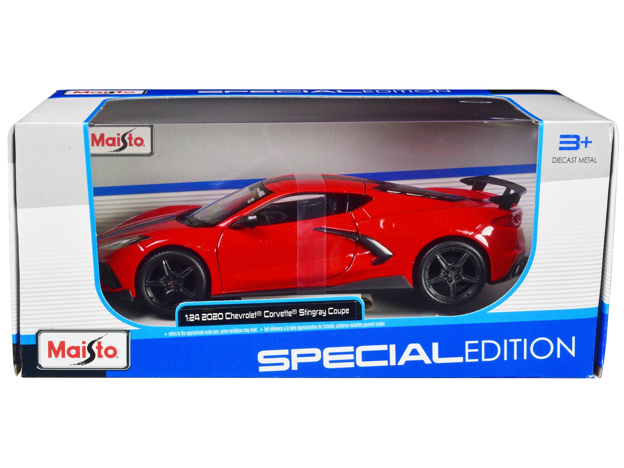 Malin SPELACIDON Maisto to 3+ DIECAST METAL Mai to Chevrolet Corvette Stingray Coupe 1:24 2020 cortaines vargntes peuvent coster bt rerence I I aale approximative d echele, t AR 10mg varations e 1 elen B Te approinate SPECIALEDITION