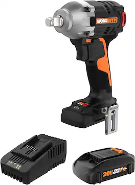 WORX - Nitro 20V 1/2" Cordless Brushless Impact Wrench (1 x 2.0 Ah Battery and 1 x Charger Included) - Black