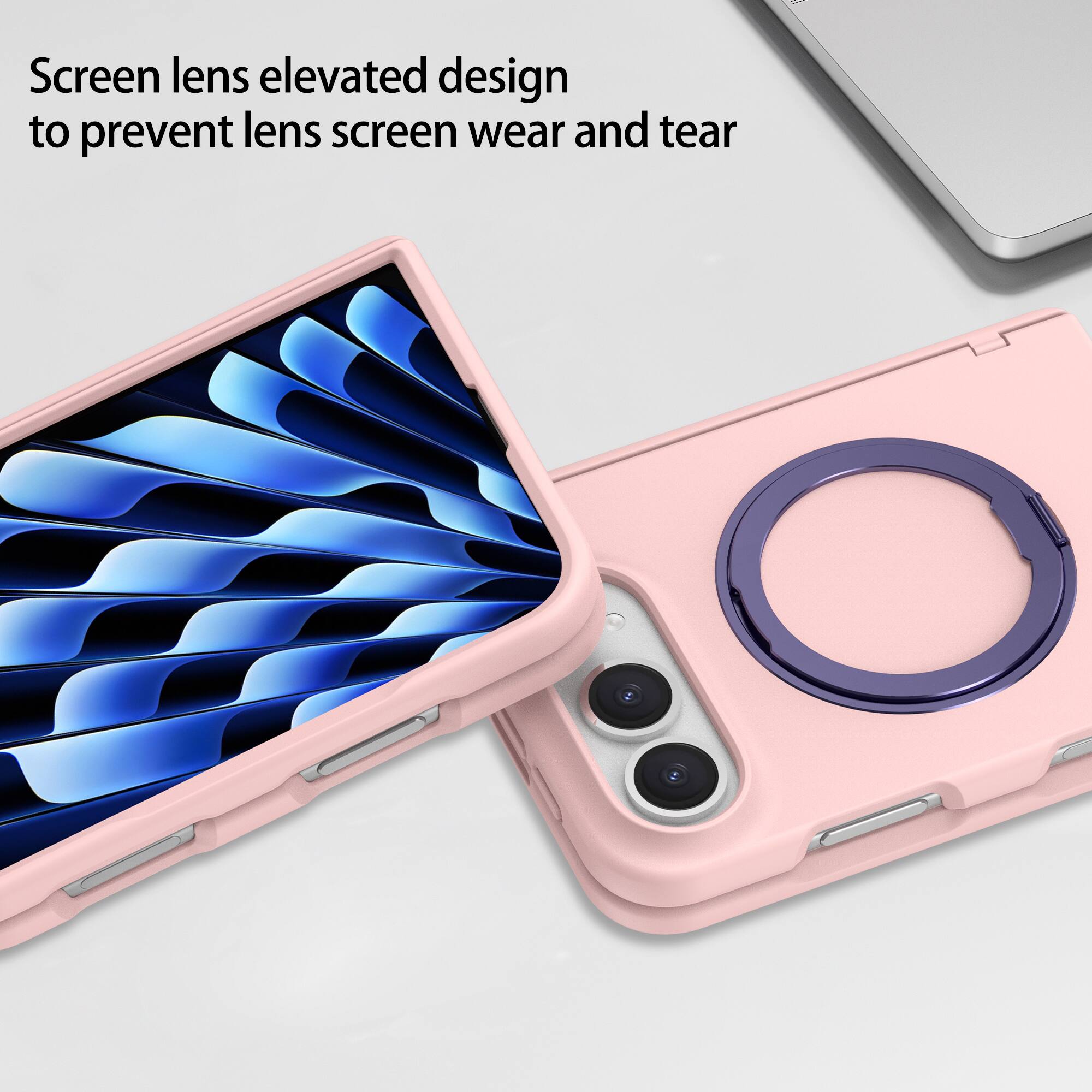 Screen lens elevated design to prevent lens screen wear and tear