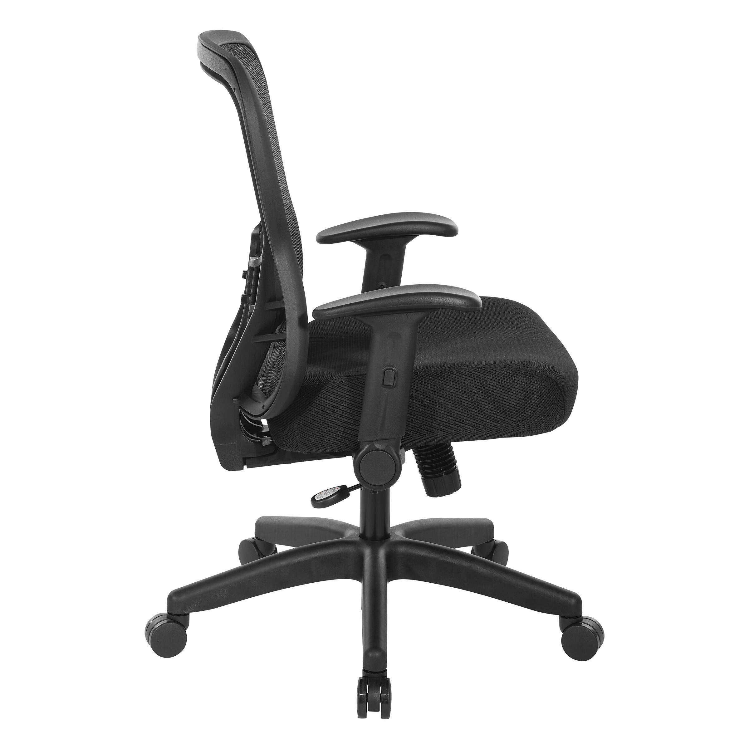 Left. OSP Home Furnishings - Professional R2 SpaceGrid Back Manager’s Chair with Adjustable Lumbar Support and Adjustable Flip Arms - Black.