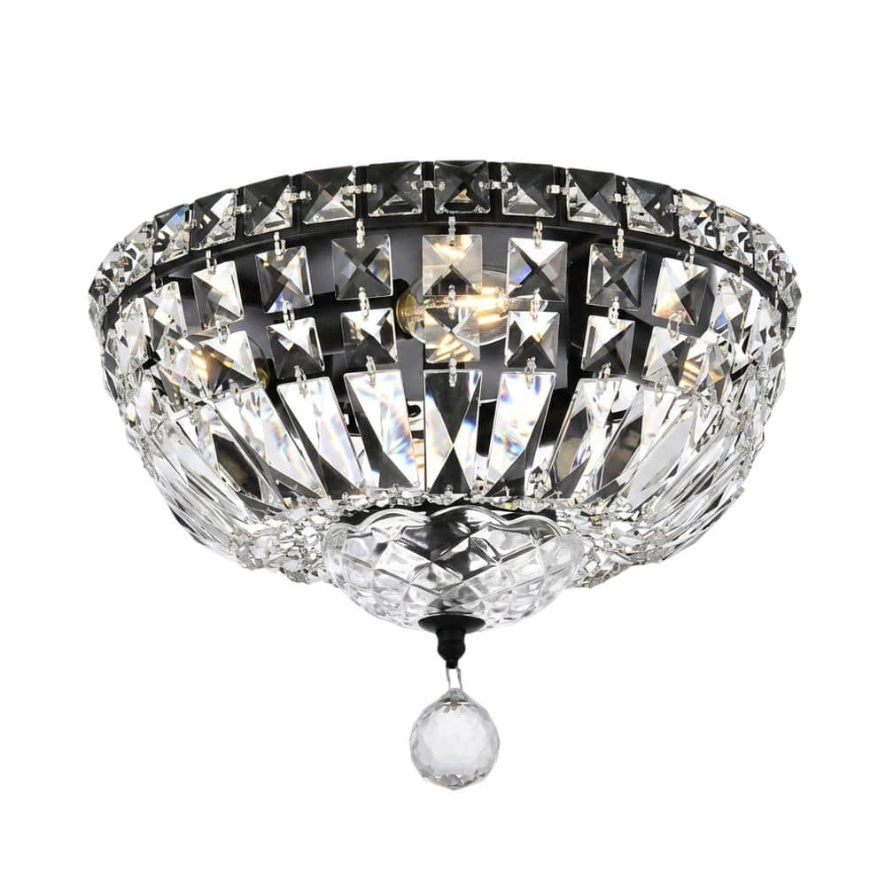 Elegant Lighting - Tranquil 12 inch black flush mount - Black And Clear