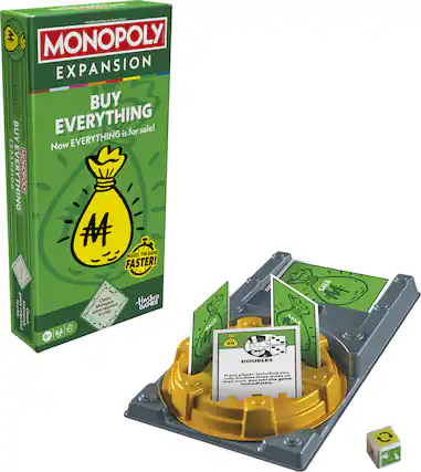 - MONOPOLY EXPANSION BUY EVERYTHING is for sale! Now EVERYTHING is for sale! MAKES THE GAME FASTER! Classic Hasbro Monopoly required GAMES - SALE SALE DOUBLES If any player, including you, rolls doubles, you win the game immediately.