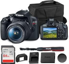 Canon - EOS Rebel T7 DSLR Camera 18-55mm Lens WiFi 64GB Card Beginner Photo Bundle
