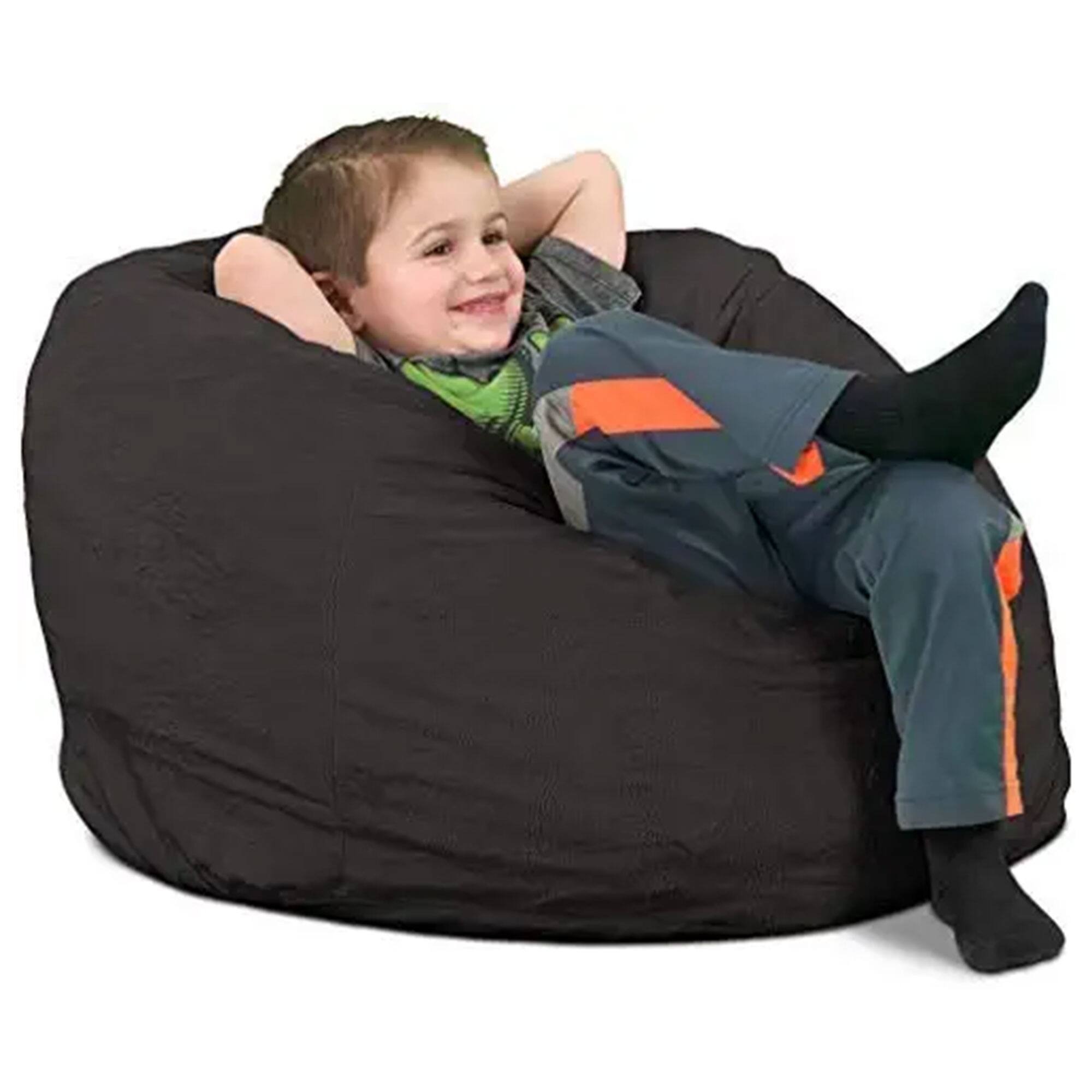 Front. Ultimate Sack - Ultimate Sack Kids Bean Bag Chair, Oversized Indoor Comfy Lounger, Grey Suede - Grey.