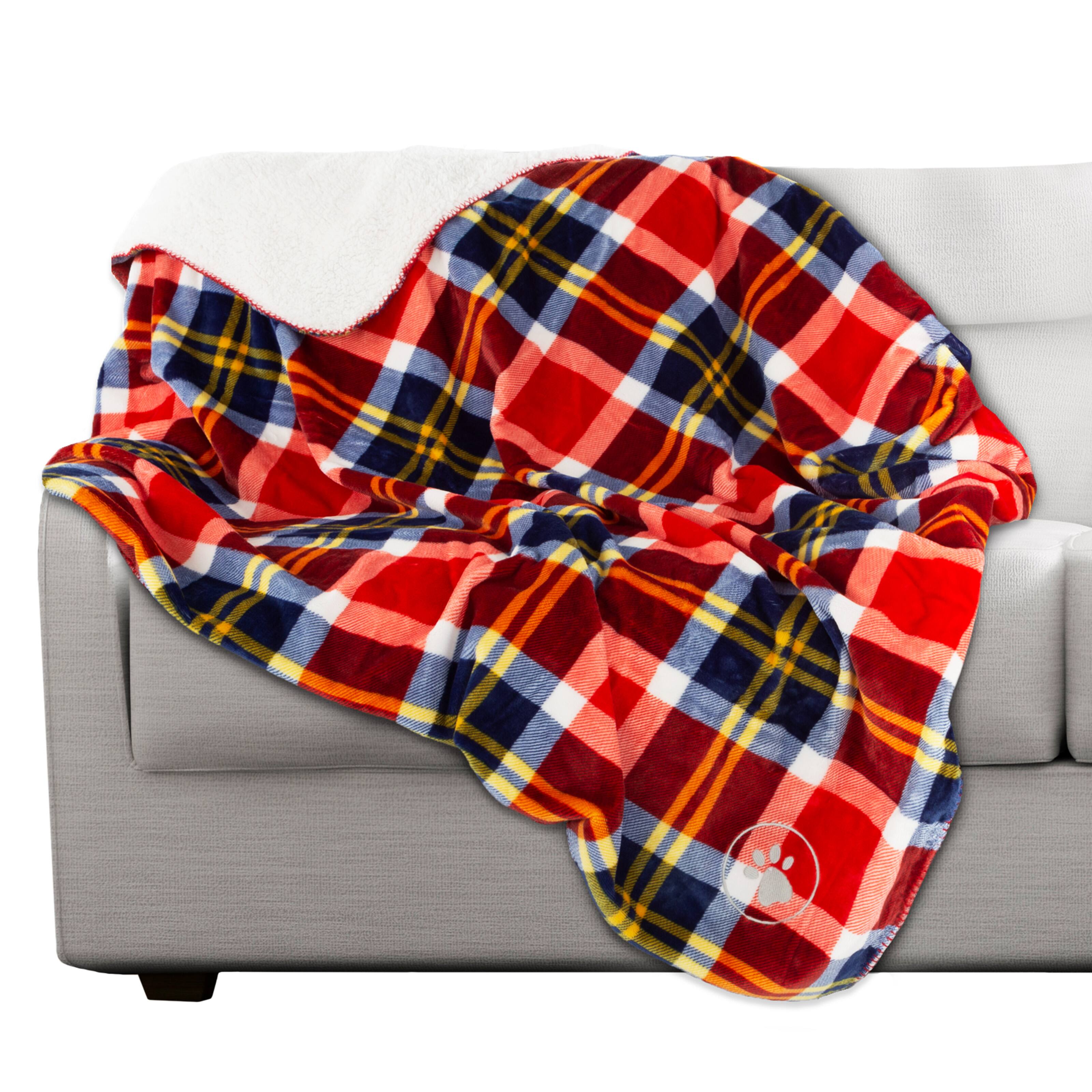 Alt View 3. PetMaker - Waterproof Dog Blanket 50x60 Sherpa Dog Blanket for Couch, Bed, or Car Protects from Spills, Stains, or Pet Fur - Red.