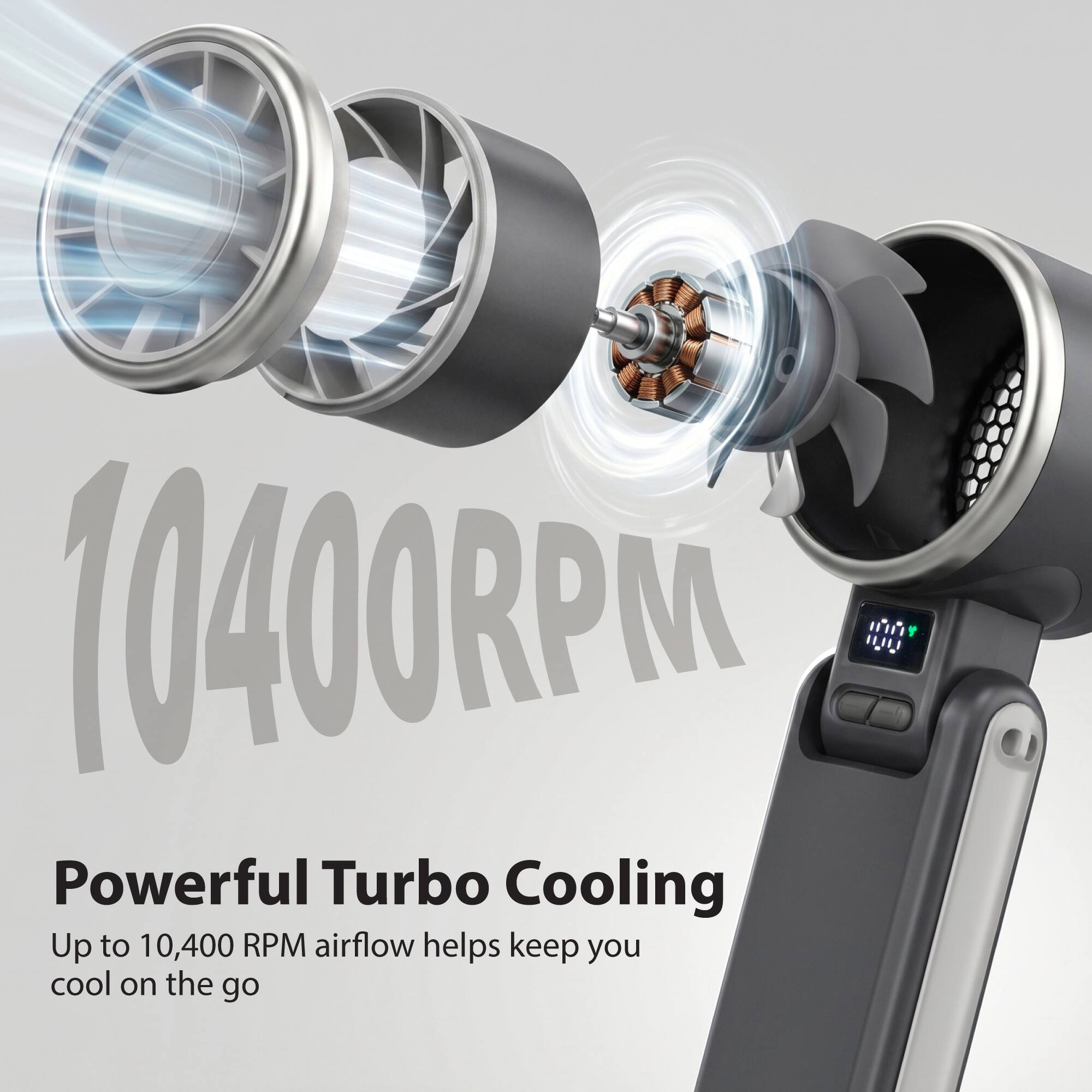 10400RPM IU Powerful Turbo Cooling  
Up to 10,400 RPM airflow helps keep you cool on the go