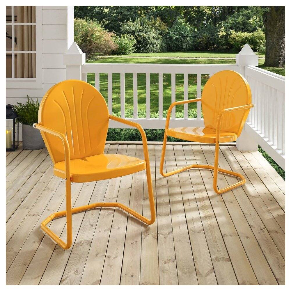 Back. Crosley Furniture - Griffith Retro Outdoor Chair - Tangerine Gloss.