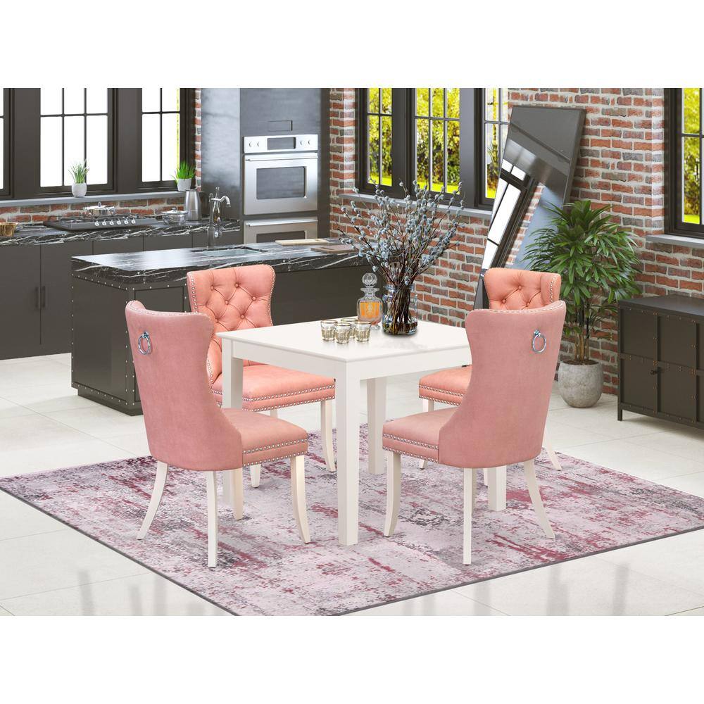 Alt View 2. East West Furniture - 5 Piece Dinette Set for Small Spaces Contains a Square Dining Table - White.