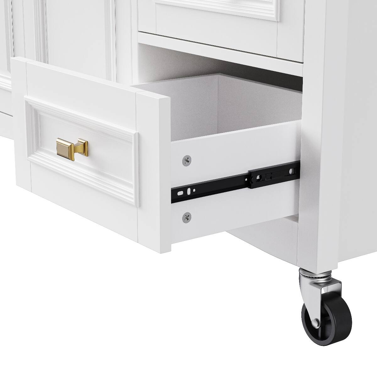Alt View 9. Loheer - Loheer 52 inch kitchen island with drop leaf white rolling kitchen cart with spice rack - White.