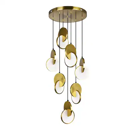 Front. CWI Lighting - Tranche LED Pendant With Brushed Brass Finish - Brushed Brass.