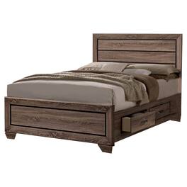 Manhattan Lane - Wooden Eastern King Size Bed with Storage Drawers - Brown