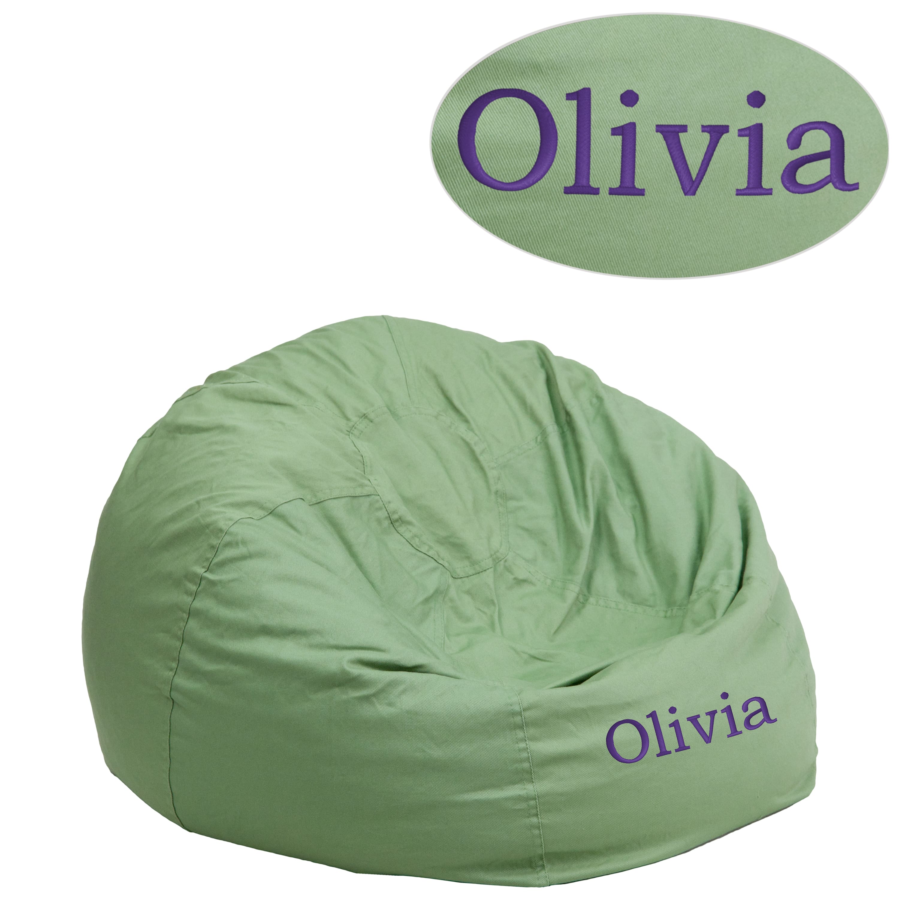 Flash Furniture - Dillon Personalized Small Solid Bean Bag Chair for Kids and Teens - Green