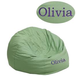 Flash Furniture - Dillon Personalized Small Solid Bean Bag Chair for Kids and Teens - Green
