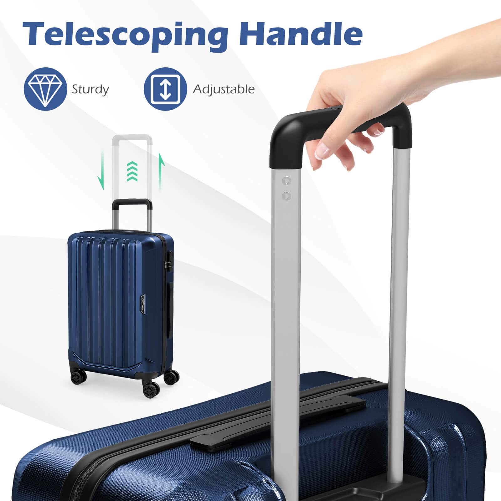 Costway 3 PCS Hardside Luggage Set (20/24/28 Inch) with 8 Spinner
