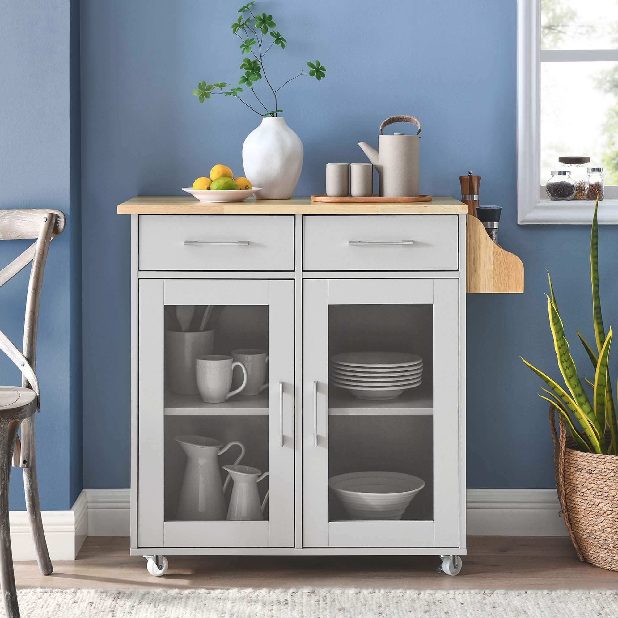 Photos - Kitchen System Modway Cuisine Kitchen Cart by  - Light Gray Natural 
