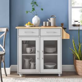 Cuisine Kitchen Cart by Modway - Light Gray Natural