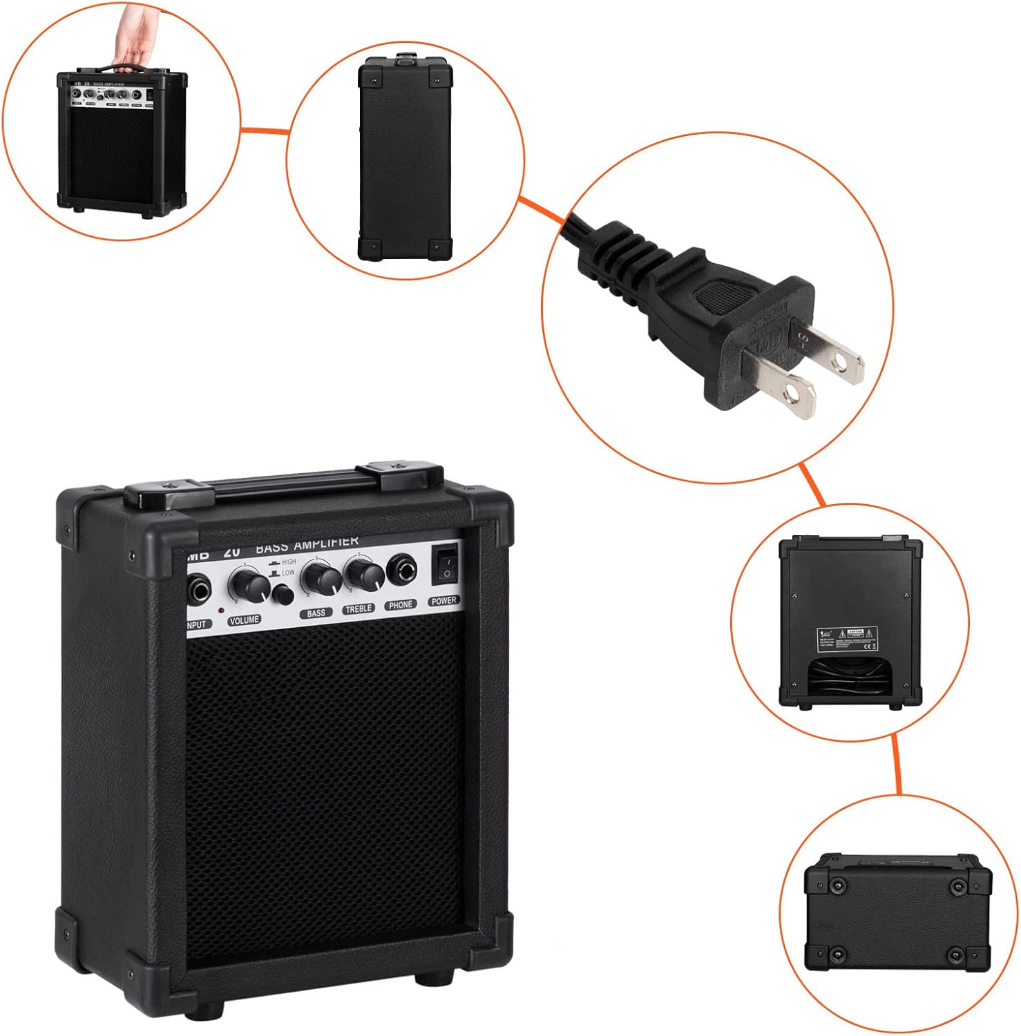 MD ZU BASS AMPLIFIER  
INPUT VOLUME BASS TREBLE PHONE POWER