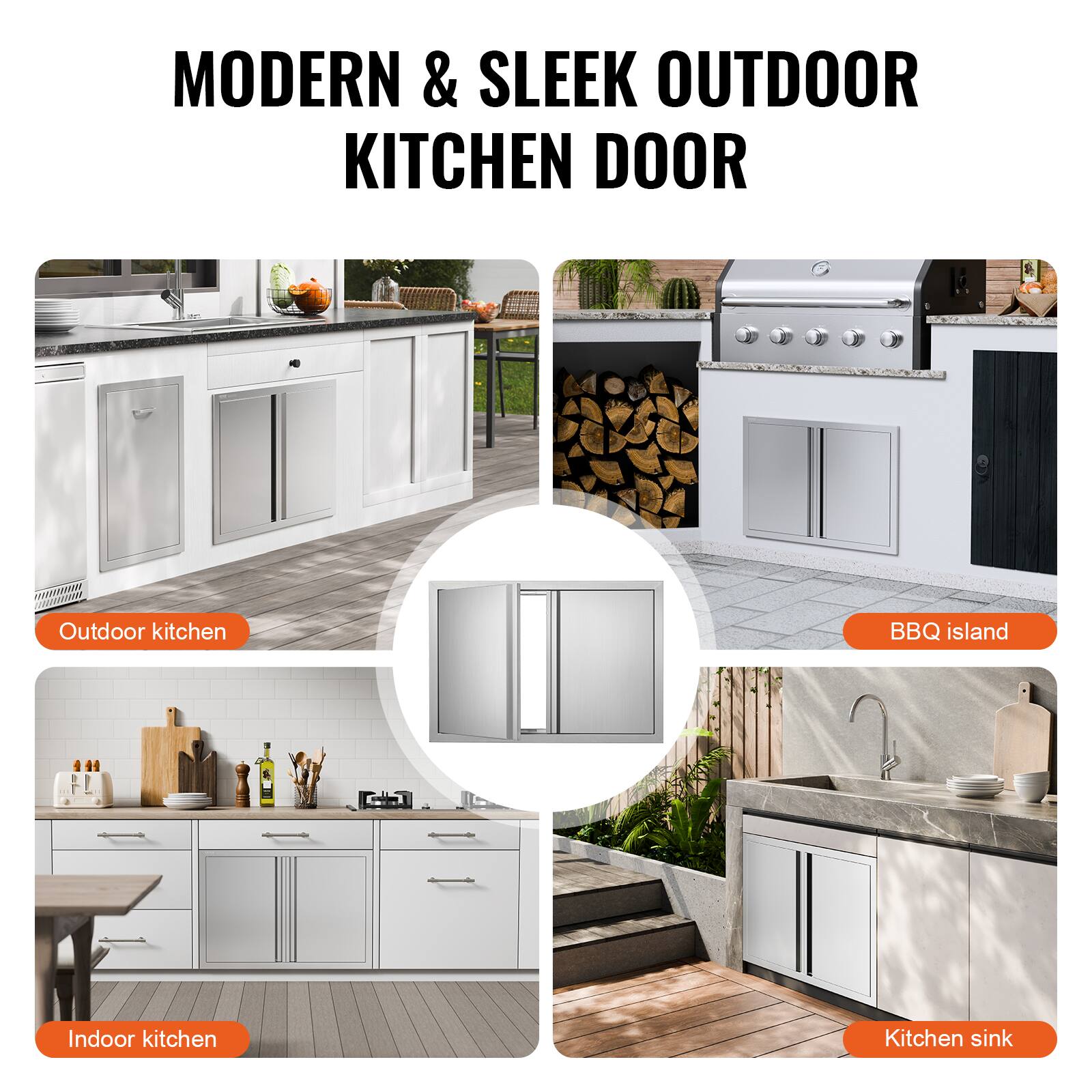 VEVOR BBQ Access Door, 30W x 21H Inch Double Outdoor Kitchen Door ...
