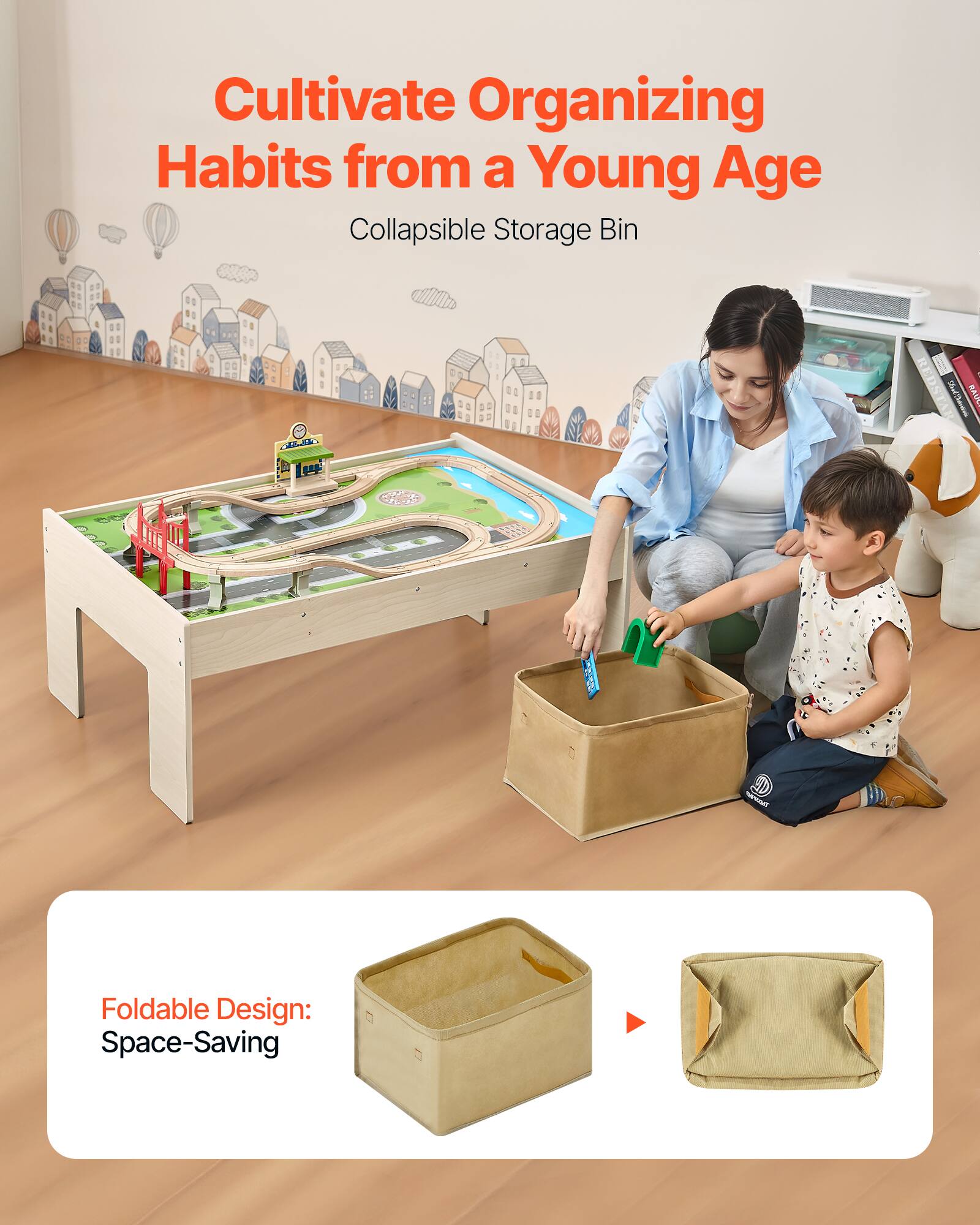 Cultivate Organizing Habits from a Young Age

Collapsible Storage Bin

Foldable Design: Space-Saving