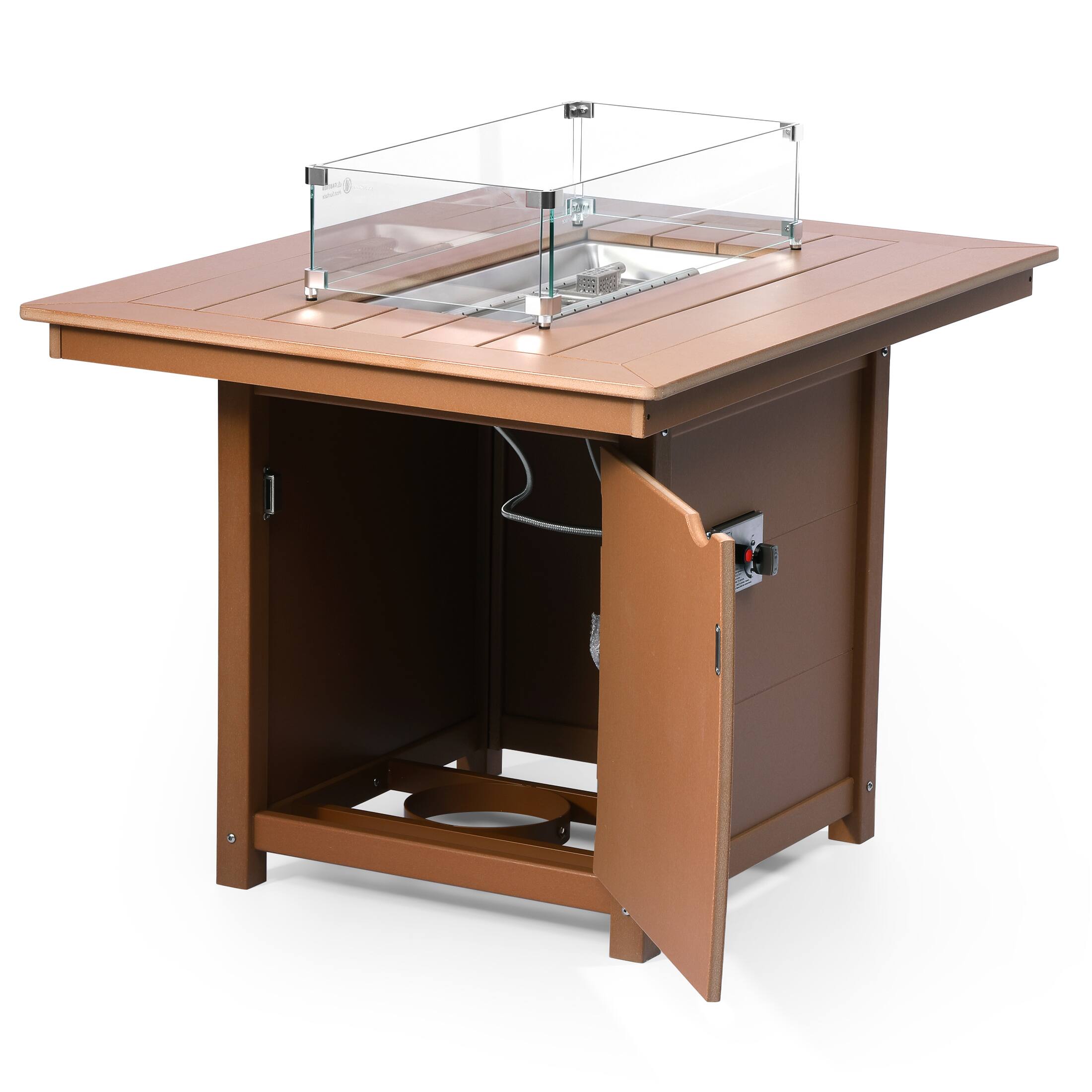Left. WestinTrends - WestinTrends Helios 46" Modern Outdoor Patio Gas Propane Rectangular Fire Pit Table - Teak.