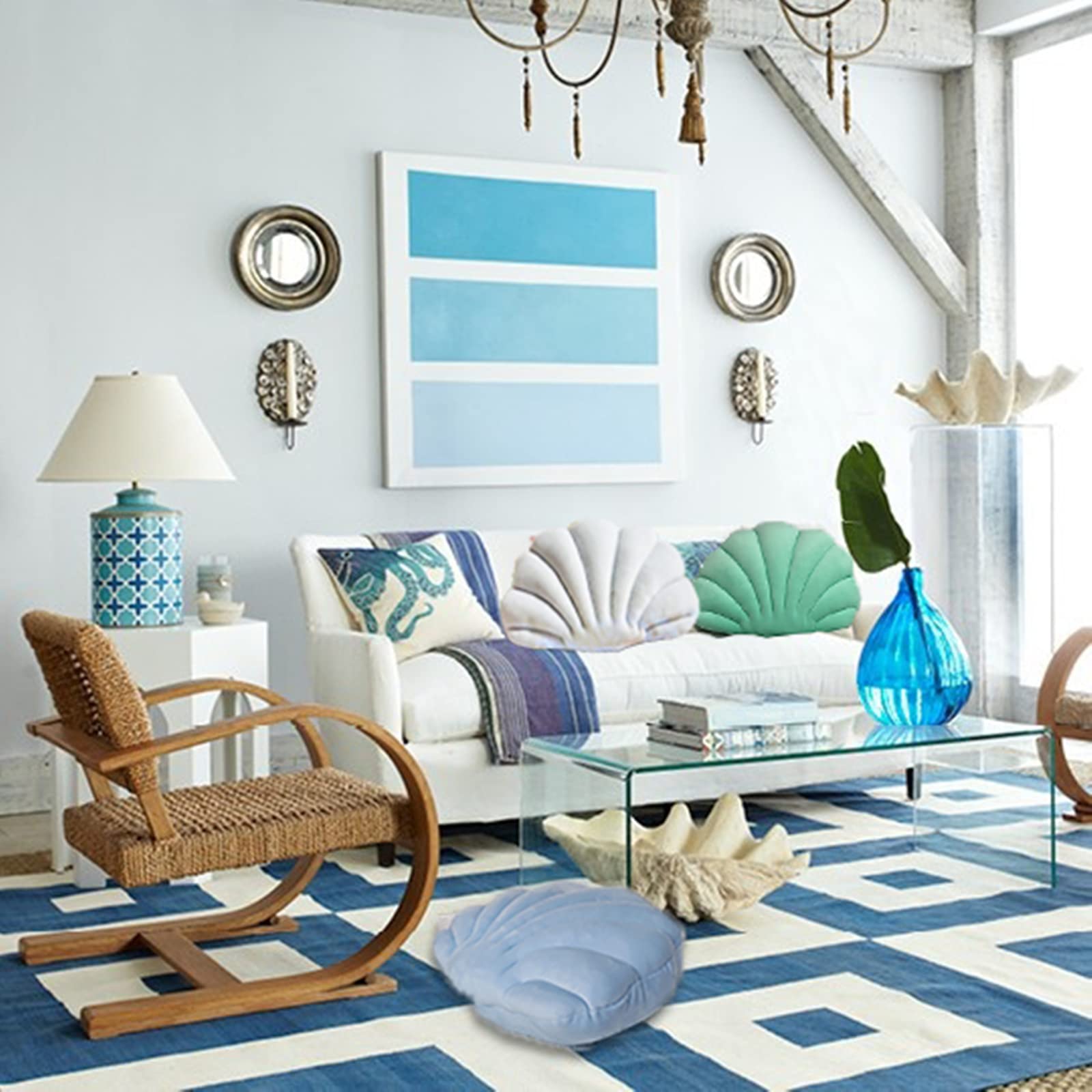 Alt View 4. Paradigms Interiors - Shell Pillow Seashell Pillows Patio Shaped Gifts Accent Series Ultra Soft Cushion For Bed Living Room 3d In... - Light Pink-14 x 11 inches.