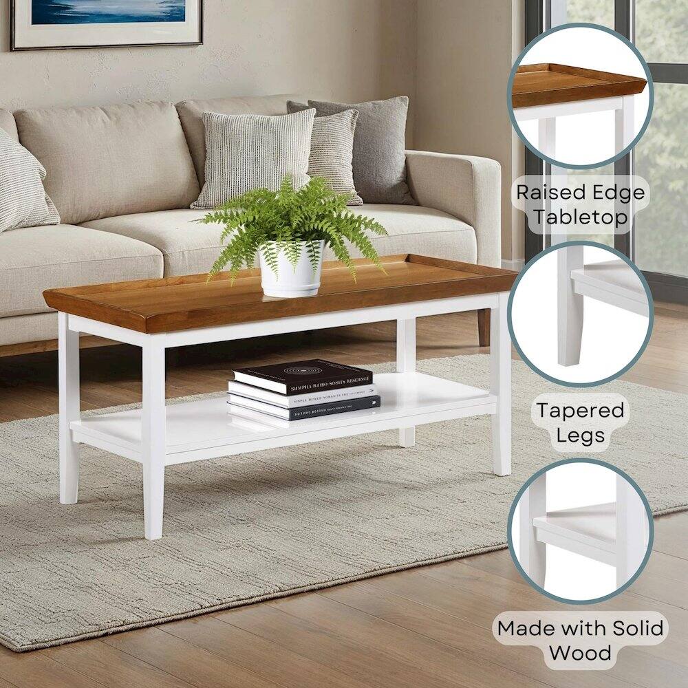 Raised Edge Tabletop  
Tapered Legs  
Made with Solid Wood