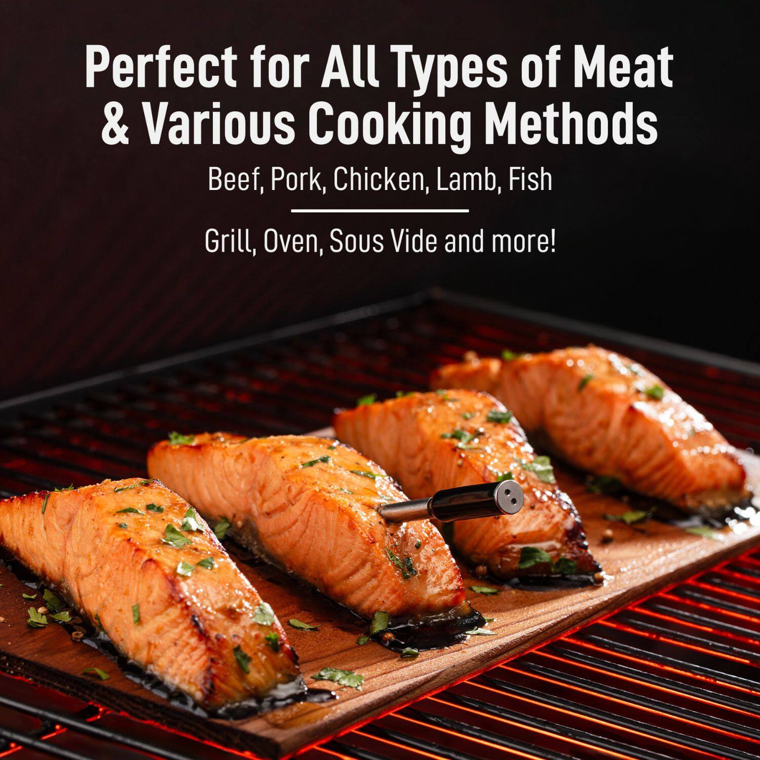 Perfect for All Types of Meat & Various Cooking Methods  
Beef, Pork, Chicken, Lamb, Fish  
Grill, Oven, Sous Vide and more!