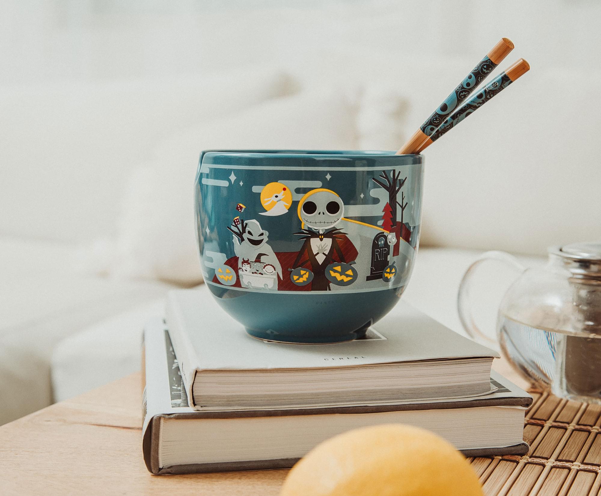 Alt View 4. Disney - Disney The Nightmare Before Christmas 20-Ounce Ramen Bowl with Chopsticks - Blue.