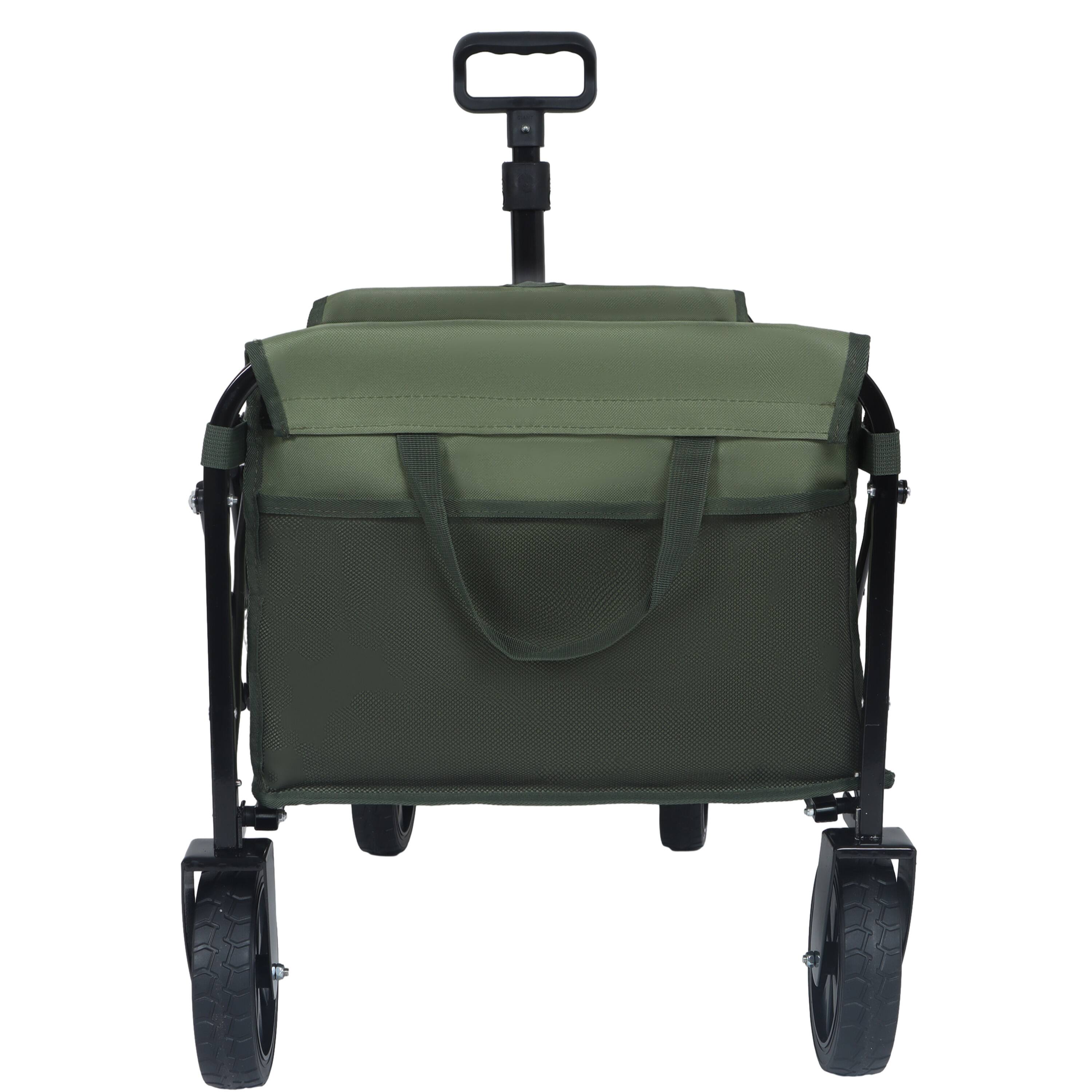 Alt View 2. Mondawe - Expandable Dual-Layer Wagon Utility Carts w/ 225LBS Capacity, 360° All-Terrain Wheels - Dark Green.
