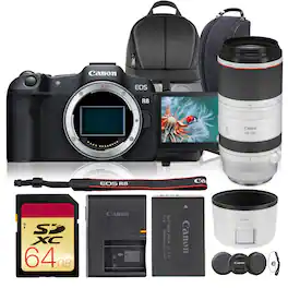 Canon - EOS R8 Mirrorless Camera with Cropping Guide Firmware + RF 100-500L