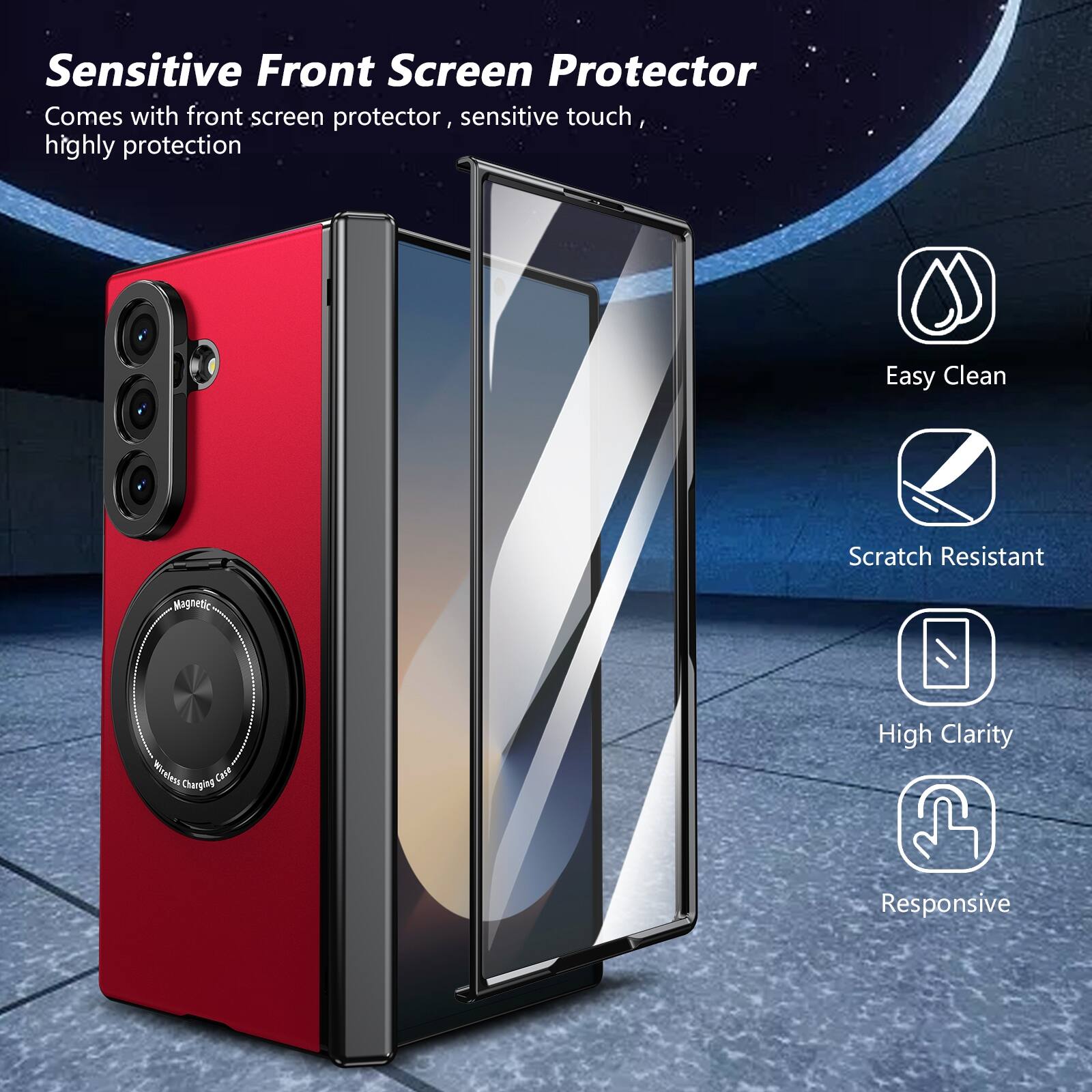 Sensitive Front Screen Protector  
Comes with front screen protector, sensitive touch, highly protection  

Easy Clean  
Scratch Resistant  
High Clarity  
Responsive