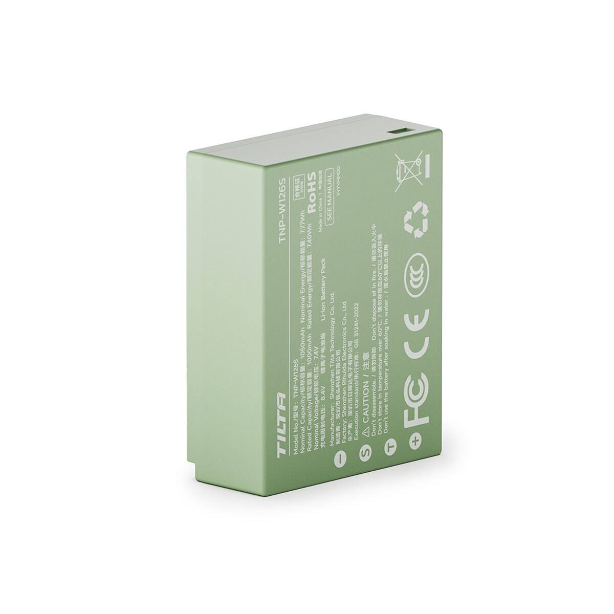 TNP-W126S TILTA

TNP-W126S No. Model

277WK Energy/ Nominal 1050mAh Capacity/ Nomin

ROHS 740Wh ergy/ Energy! Rated 1000mAh Capacity/

China Made Pack Battery Li-ion  8AV 

SEE MANUAL Ltd. Co. Tilta Technology Shenzhen Manufacturer:

YYYYMMDD Ltd Co., Electronics Rihuida   Shenzhen  Factory:  |

31241-2022 GB ard/ standard Execution

fire./  COMPANY  in dispose Don't  /60C 90C over soaking water 100   after CAUTION 1 , disassemble temperature battery the store use A Don Don't Don't S T

CE FC +