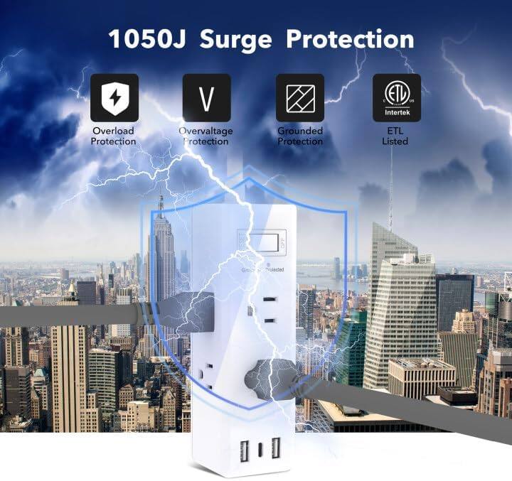 1050J Surge Protection  
- Overload Protection  
- Overvoltage Protection  
- Grounded Protection  
- ETL Listed  
- Intertek  

GenY Protected