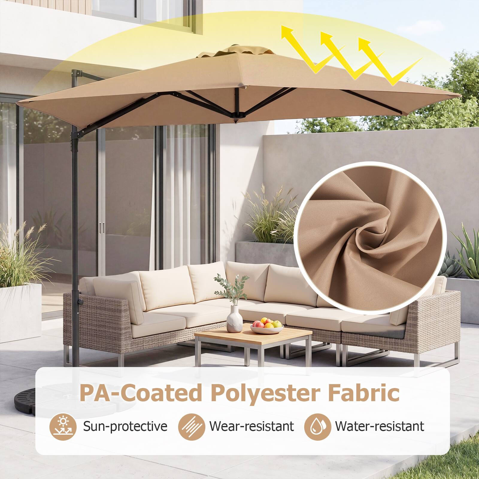 PA-Coated Polyester Fabric  
Sun-protective  
Wear-resistant  
Water-resistant