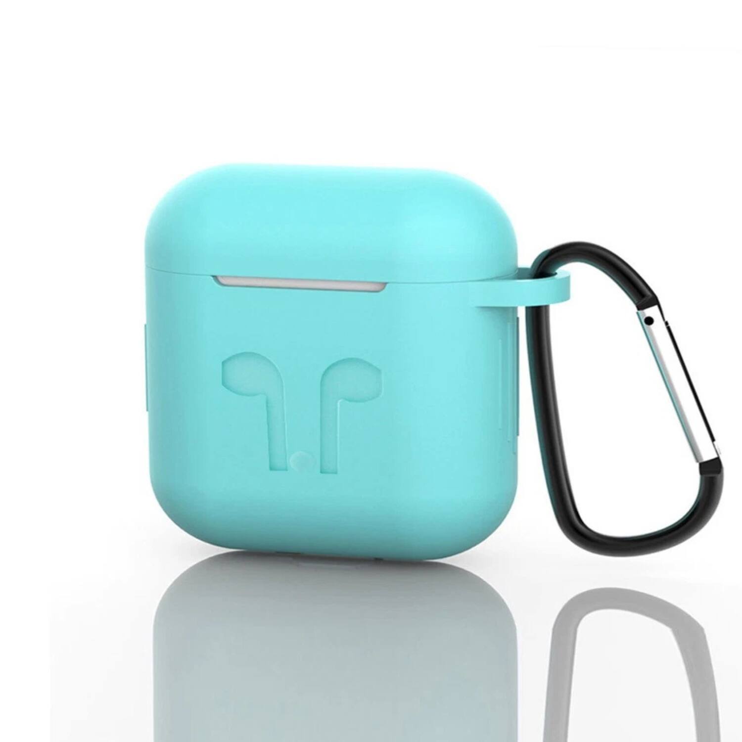 Angle. Home Collection - Soft Silicone Protective Case with Keychain for Apple AirPods 4th Generation - Mint green.