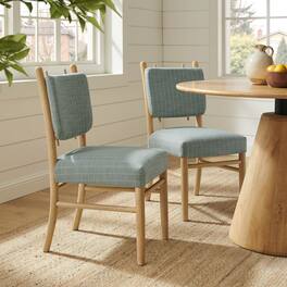 Mauden Striped Dining Side Chairs Set of 2 by Modway - Spa Blue Stripe