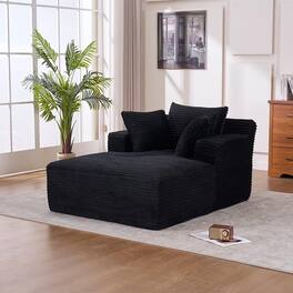 Trinkets Crazed - Oversized Chaise Lounge Chair Indoor, Modern Functional Sofa Bed, Reading Chair for Living Room - Black