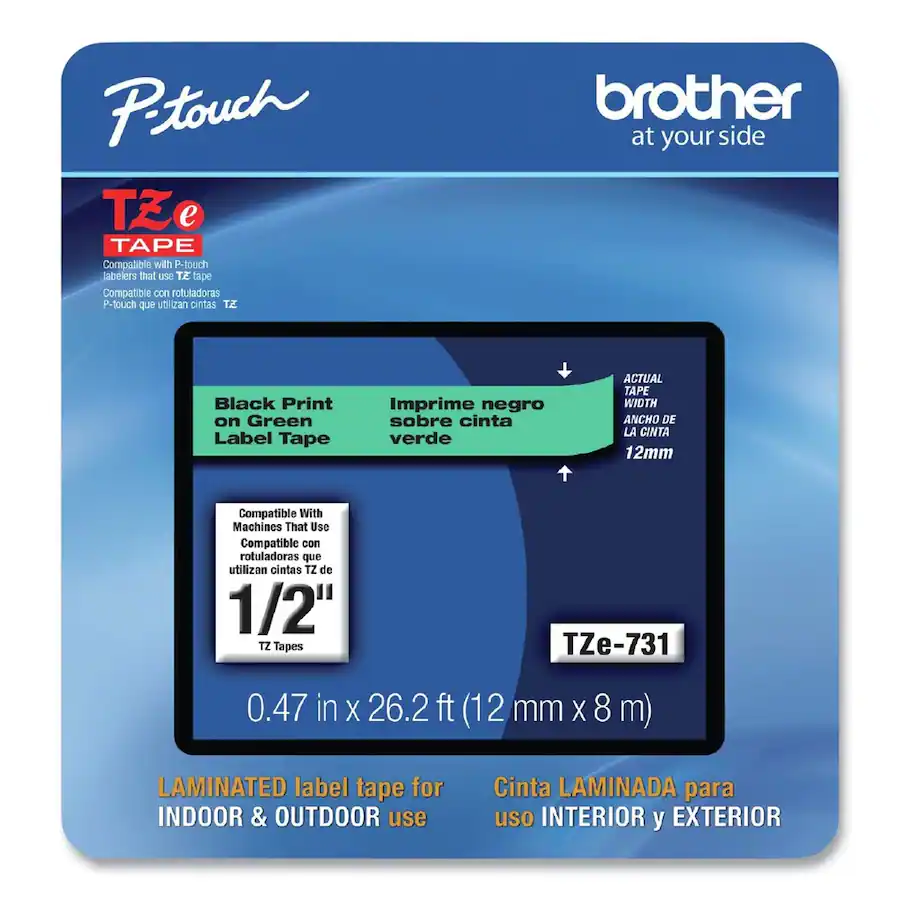 Removable Racking Labeling Brother P Touch TZE731CS 0.47 in. x 26.2 ft. TZe Laminated Removable ...