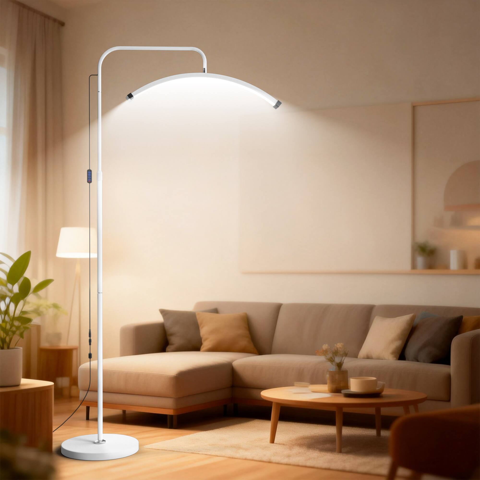 Alt View 5. KEINVE - 29 Inch Eyelash Lamp - Dimmable LED Floor Lamp Lash Light - Rotating Half-Moon Head, Shadowless Lighting - White.