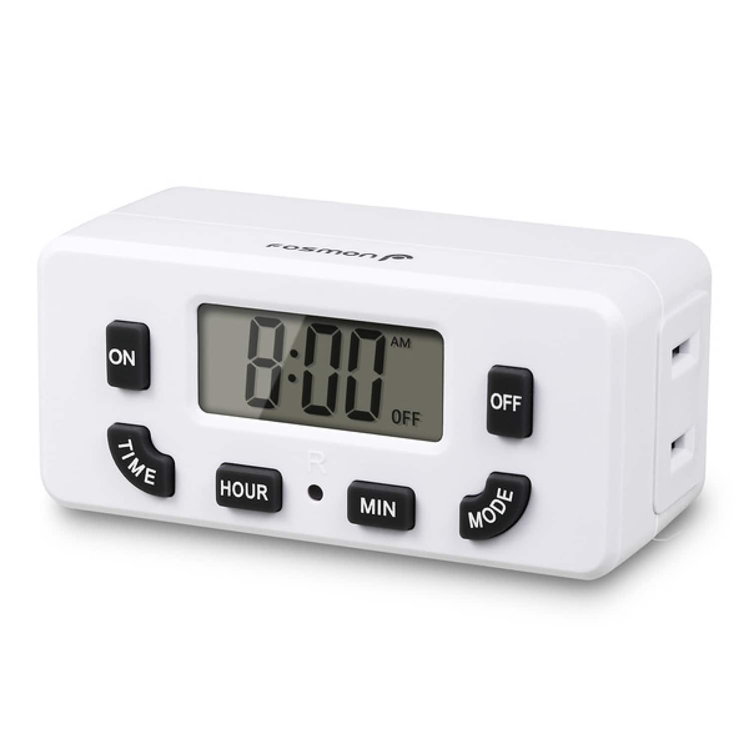 Fosmon - Timer for Outlet, [ETL Listed] 24 Hour Programmable light Timer for lamps indoor, Timer Outlet for Electrical - White