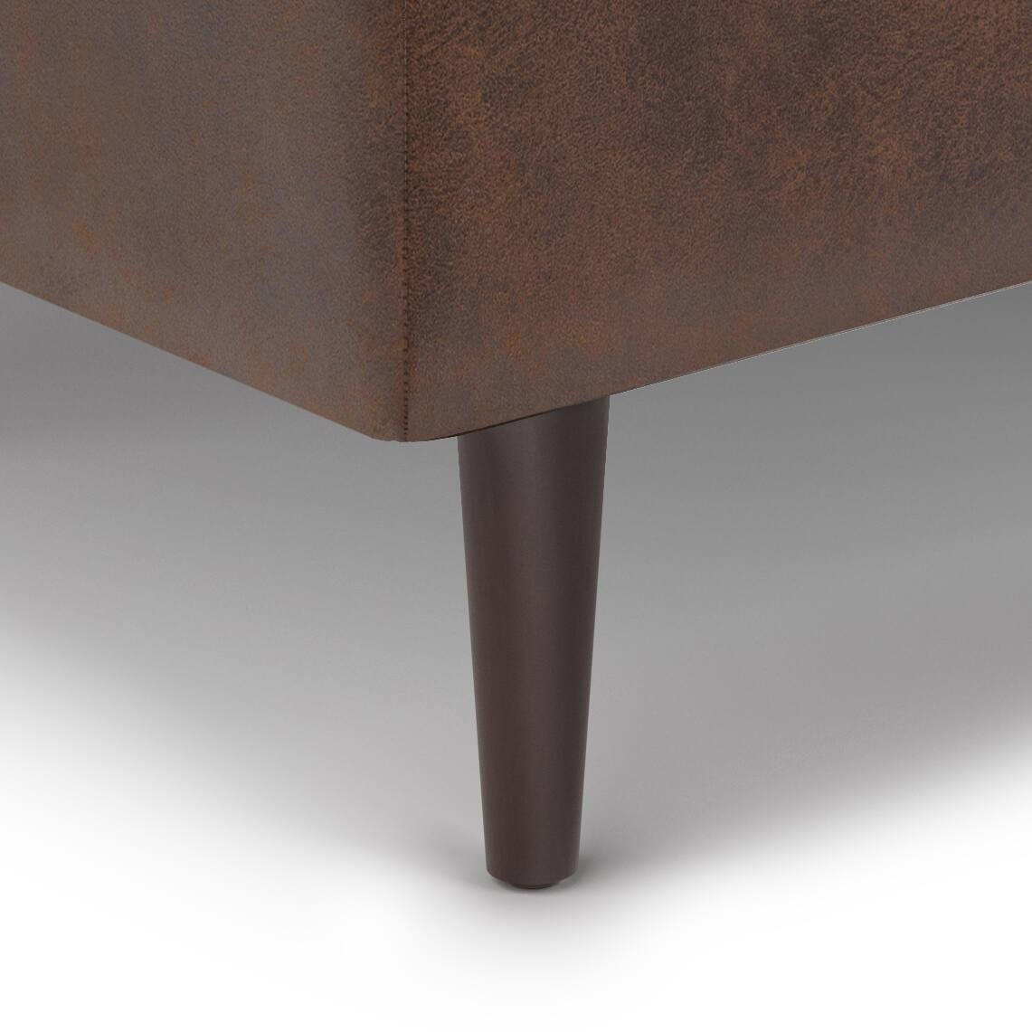 Alt View 14. Simpli Home - Shay Mid Century Small Square Coffee Table Storage Ottoman - Distressed Chestnut Brown.