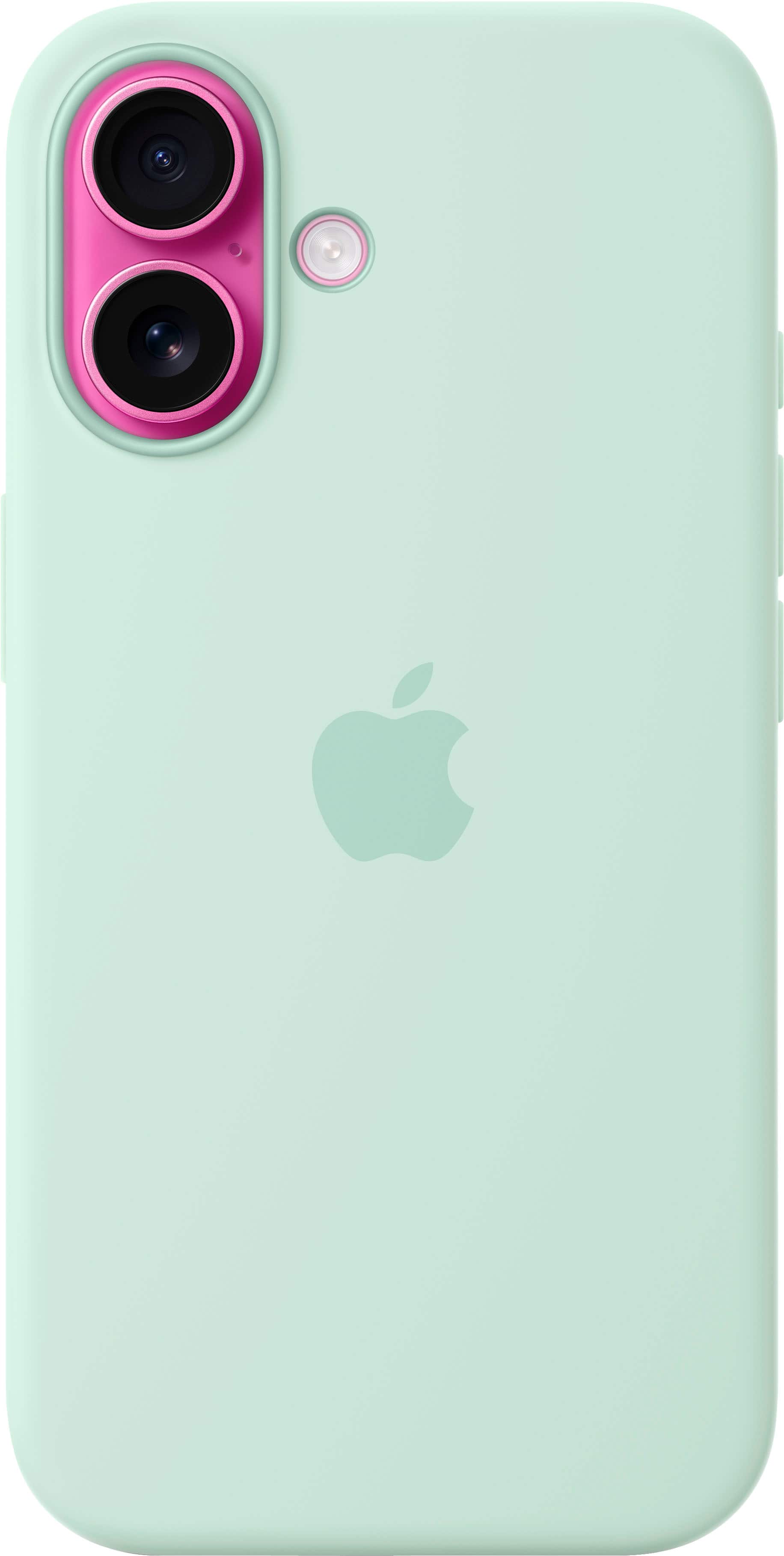 Left. Apple - iPhone 16 Silicone Case with MagSafe - Aquamarine.