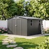 Front. LAUSAINT HOME - 10x10 FT Galvanized Steel Shed with Windows Double Lockable Doors Gable Roof and Vent for Backyard Patio - Black.