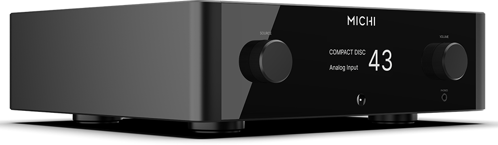 The text on the image reads: "MICHI COMPACT DISC Analog Input 43 VOLUME PONES."