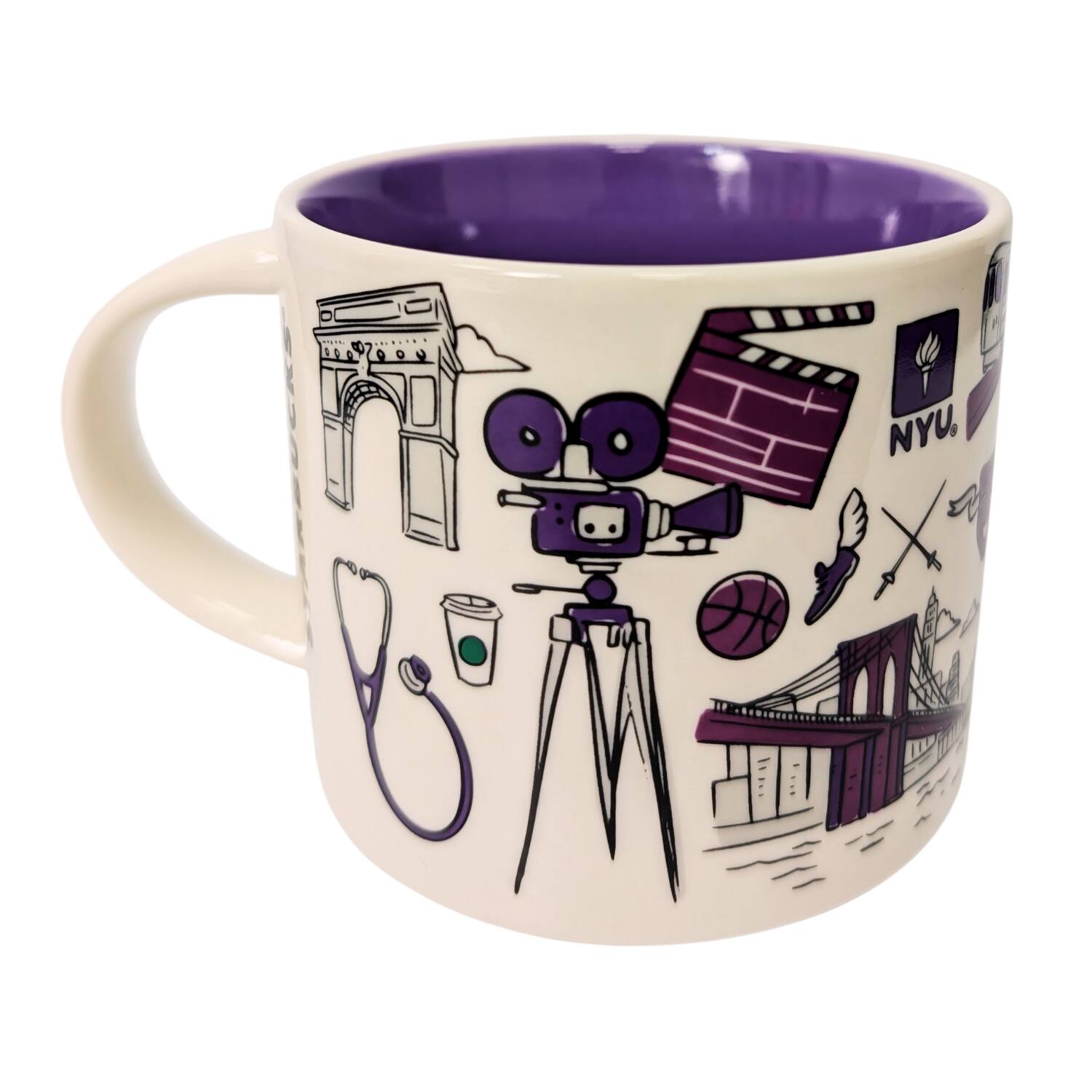 Left. Starbucks - Starbucks Been There Series Campus Collection New York University Ceramic Mug, 14 Oz - Purple.