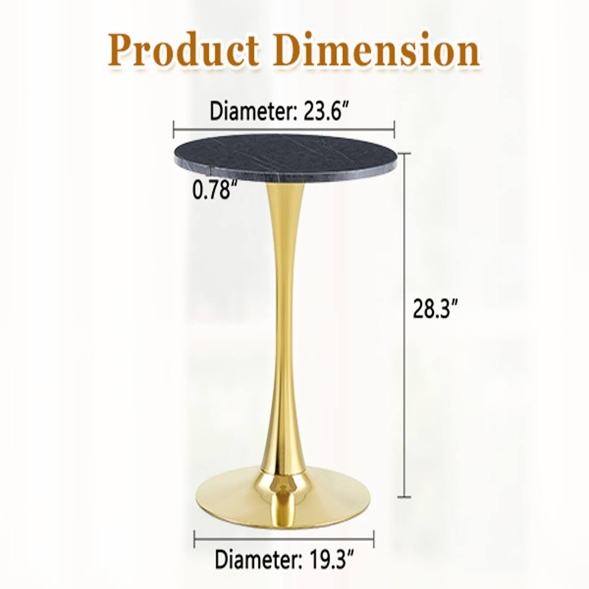 Loheer 23.6 inch Round Dining Table, Faux Marble Top, Gold Metal ...