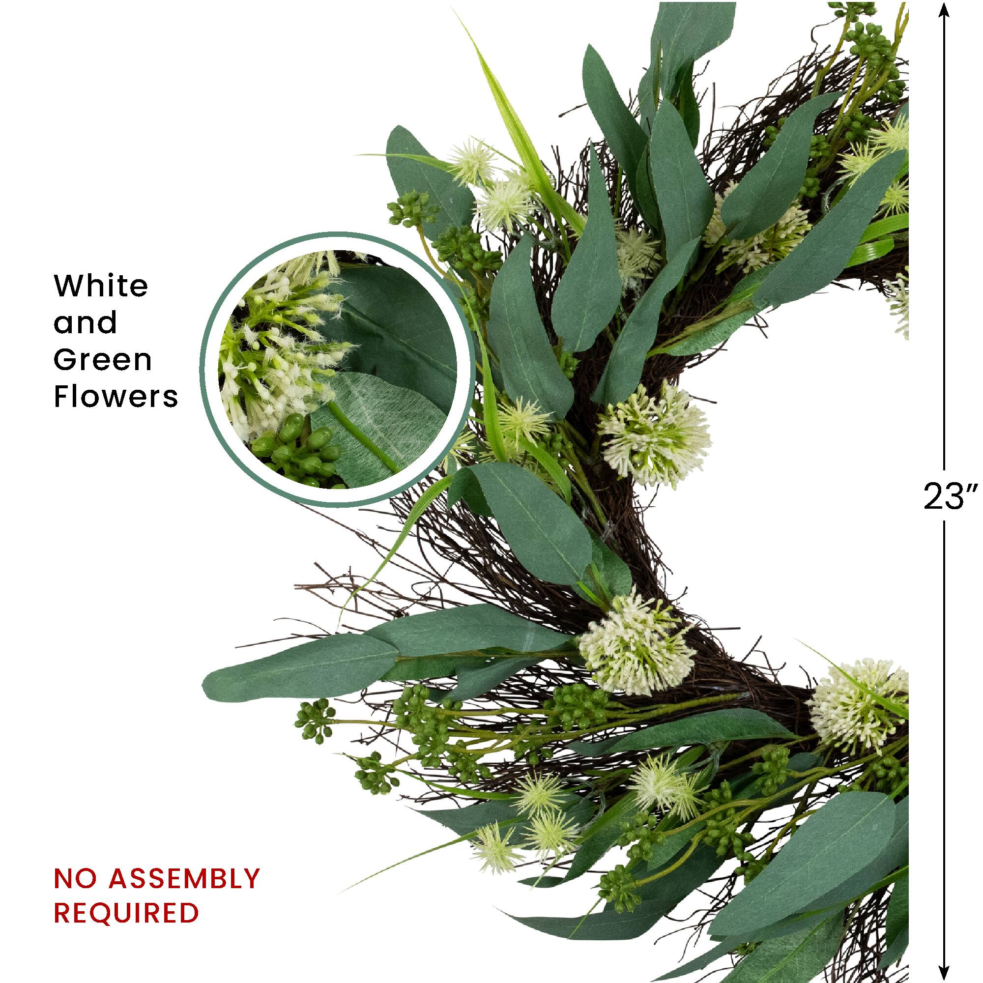 White and Green Flowers  
23"  
NO ASSEMBLY REQUIRED