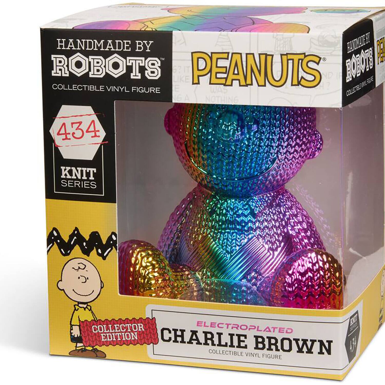 HANDMADE BY ROBOTS  
COLLECTIBLE VINYL FIGURE  

PEANUTS  

434  
KNIT SERIES  

ELECTROPLATED  
CHARLIE BROWN  
COLLECTIBLE VINYL FIGURE  

COLLECTOR EDITION