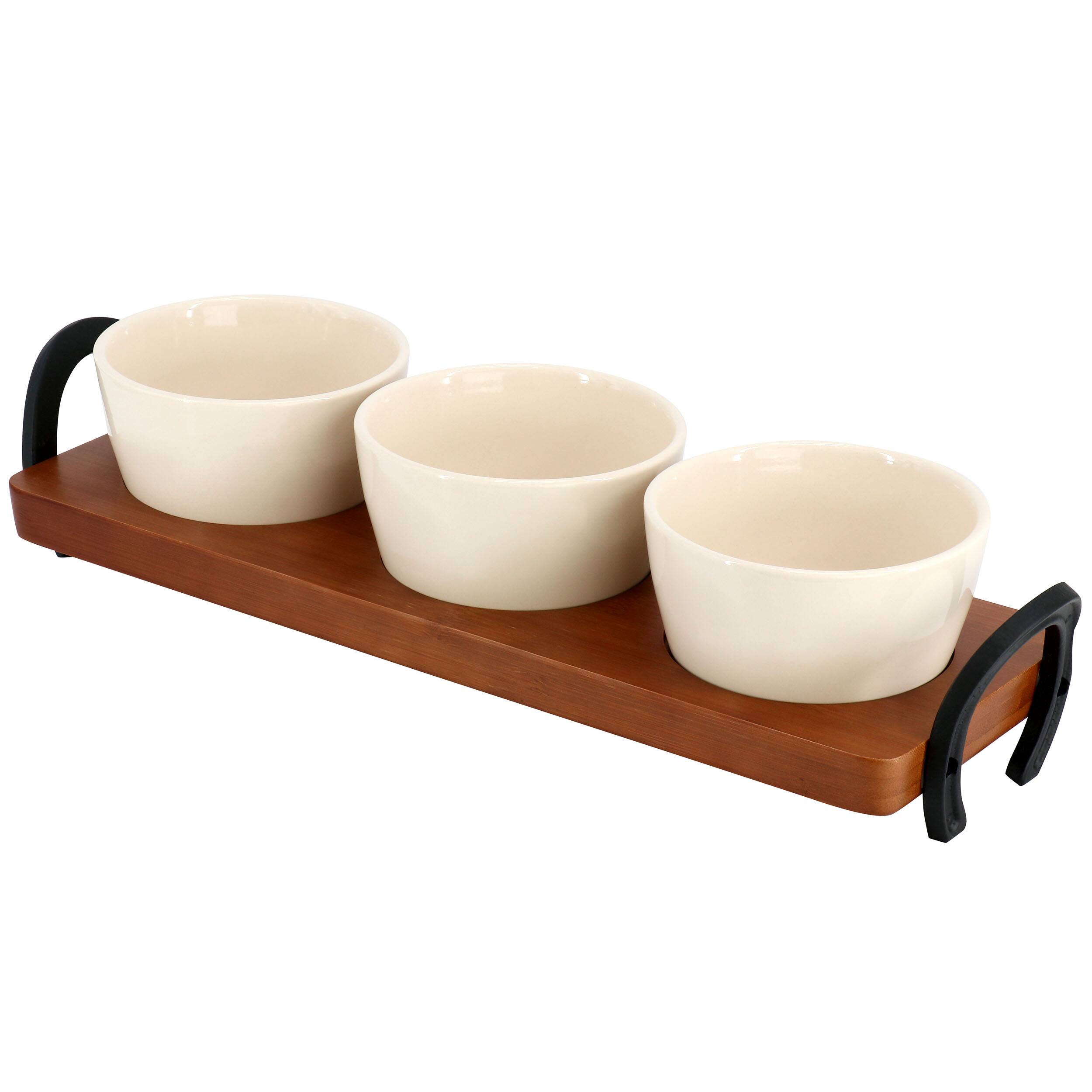 Front. Wanda June Home - Wanda June Home 4 Piece 15 Inch Bamboo Tray and Condiment Server Set in Golden Brown - Brown.