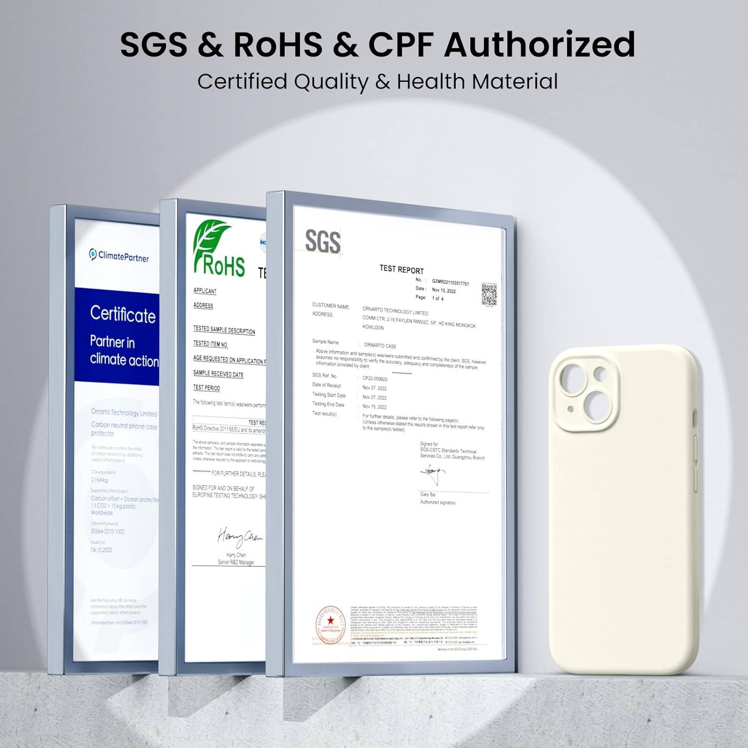 SGS & RoHS & CPF Authorized Certified Quality & Health Material

ClimatePartner Certificate
Partner in climate action
Omano lechnology Lmited
Carbon neutral phone case protector
RoHS TE APPUCANT ADORESS EA SewT a DESCRPTION 2ST:  K AG  2 - CATON JA RECEVE N 3 PR00 the Showng N ang -w 2m " 1 fe Sreche 2a P Pned SGS TEST REPORT iO 50779 - -  - Tg  GUSTOMER -r binuto RECHNOLOGY ACCRESE MT COMN .  YUIN IOC t a 1NO ROALION AOCX Serge hamy beano C Am muao ae sp - maure - mporabo sammu we onfmer . - -e -e mar - mmaor - AiaO a - - -o to sarue se 3 N PO Sale Re - - feoing - Ta - - feeing Te - to 1 2 To mutr Fu tme - - - To Sobwny -a morse - cs -e - hoa t - - - -  3 Spet - - Secieal Saruras S - Surghe das 1,16 me Soeur 2Nh 1C00 10k eppone Woldedle 2002215-12 x 12 Unes DTALE e SOMC  a V H 7 FUKEN 1ITN 1O40 I Hanglos on De Saner I Sru San de Aot agnen
